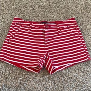 Red and white striped shorts